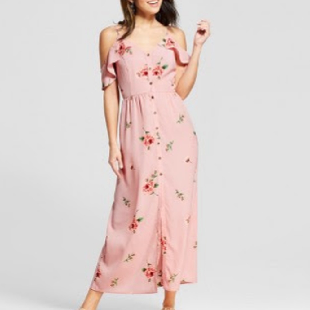 Blush floral maxi dress